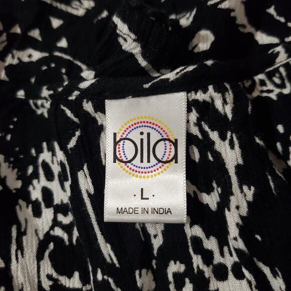 Bila Boho Ikat Cold Shoulder Lace Trim Scoop Neck 1/2 Sleeve Blouse Top Size L - Picture 7 of 10